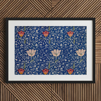 Medway - William Morris Victorian Floral Art Print / Canvas Framed Vibrant Blue Background Intricate Morris’s, Opus, Behold Prints