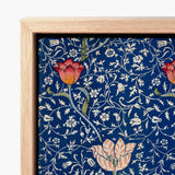 Framed Artwork Vibrant Blue Fabric Intricate Floral Patterns William Morris’s, Opus, Behold Medway
