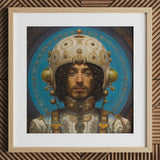 Mehdi - Impresión artística de astronauta árabe gay / Lienzo, 12x12’’ / 31x31cm / Marco natural / Paspartú, Pósters, impresiones y obra visual, Toby Leon