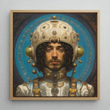 Mehdi - Gay Arabic Astronaut Art Print / Canvas Framed Portrait Man Ornate Cream Gold Helmet Circular Muslim, Aesthetic, Meet Prints