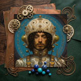 Mehdi - Gay Arabic Astronaut Art Print / Canvas Steampunk-inspired Portrait Man Ornate Brass-toned Mechanical Headgear Muslim, Aesthetic,