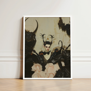 Framed Artwork Gothic Figure Black Armor Pink Ruffles Gay Ancient Vampire, Art, Eternal Damnation