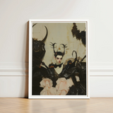 Framed Artwork Gothic-style Portrait Woman Black Attire Antler-like Gay Ancient Vampire, Art, Eternal Damnation
