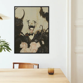 Memnoch - Gay Ancient Vampire Art Print / Canvas Black-framed Artwork Gothic Figure Ornate Black Armor Antler-like Gay Ancient Vampire,
