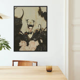 Memnoch - Gay Ancient Vampire Art Print / Canvas Black-framed Artwork Gothic Figure Ornate Black Armor Antler-like, Eternal Damnation Prints