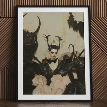 Memnoch - Gay Ancient Vampire Art Print / Canvas Black-framed Art Print Gothic Portrait Elf-like Figure Black Gay Ancient Vampire, Vampire