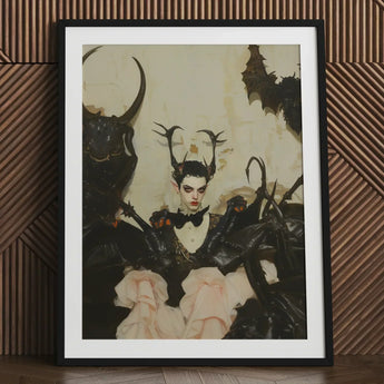 Memnoch - Gay Ancient Vampire Art Print / Canvas Black-framed Gothic Portrait Elf-like Figure Black, Eternal Damnation Prints