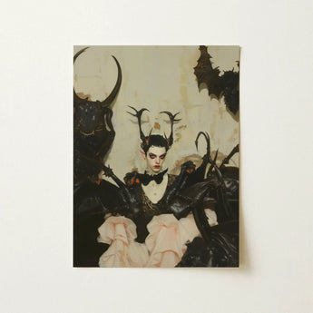 Memnoch - Gay Ancient Vampire Art Print / Canvas Dark Intricately Detailed Fantasy Portrait Figure Antlers Black, Eternal Damnation Prints