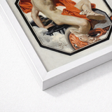 White Framed Art Print Classical Nude Figure Orange Speed God, Mercury, Joseph Christian Leyendecker’s, Two Serpents Coiled, Tight,