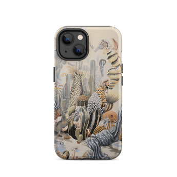 Metropolis - Surreal Cactus Art Phone Case Iphone 14 / Matte Cactus-themed Iphone Case Surreal Cactus Art, Skyline Blooms, Succulent