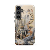 Metropolis - Surreal Cactus Art Phone Case Samsung Galaxy S24 Plus / Gloss Beige Phone Case Intricate Vintage-style Illustration Sea