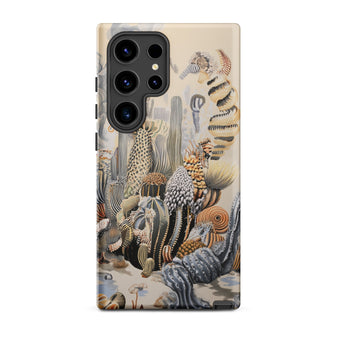 Metropolis - Surreal Cactus Art Phone Case Samsung Galaxy S24 Ultra / Matte Phone Case Detailed Illustration Cacti Succulents Earthy Tones