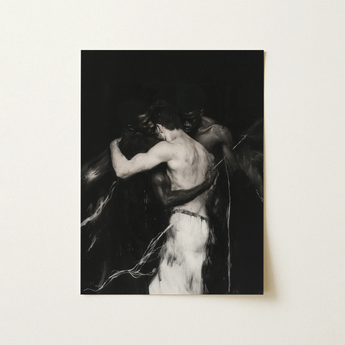 Middleman - Interracial Gay Erotica Art Print / Canvas, 12x16’’ / 31x41cm / Unframed / no Border, Posters Prints & Visual Artwork, Toby Leon