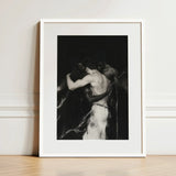 Middleman - Interracial Gay Erotica Art Print / Canvas Black-and-white Framed Muscular Figure Dynamic Pose, Three Bodies Chained, Prints