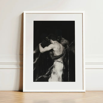 Middleman - Interracial Gay Erotica Art Print / Canvas Black-and-white Framed Muscular Figure Dynamic Pose, Three Bodies Chained, Prints