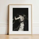 Middleman - Interracial Gay Erotica Art Print / Canvas Black-and-white Framed Muscular Figure Motion Encased, Three Bodies Chained, Prints