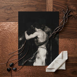 Middleman - Interracial Gay Erotica Art Print / Canvas Black-and-white Muscular Figure Embrace Framed Twisted, Three Bodies Chained, Prints