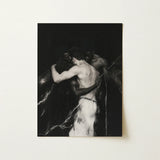 Middleman - Interracial Gay Erotica Art Print / Canvas Black-and-white Photographic Two Muscular Figures Embrace Mounted, Three Bodies