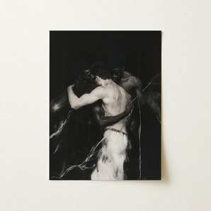 Middleman - Interracial Gay Erotica Art Print / Canvas, Interracial Gay Erotica, Three Bodies Chained, Erotica Art Print