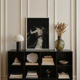 Middleman - Interracial Gay Erotica Art Print / Canvas Sleek Black Cube Unit Books Stones Decorative Items, Three Bodies Chained, Prints