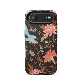 Midnight Call - Flora & Fauna Fabric Phone Case Iphone 17 Air / Matte Black Floral Phone Case Birds Flowers Design Made Nocturnal Revelry,