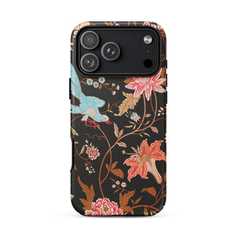 Midnight Call - Flora & Fauna Fabric Phone Case Iphone 17 Pro Max / Matte Black Floral Phone Case Birds Flowers Design Made Nocturnal