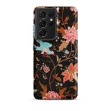 Midnight Call - Flora & Fauna Fabric Samsung Case, Galaxy S21 Ultra / Matte, Samsung Galaxy S21 Ultra Phone Case Floral Bird