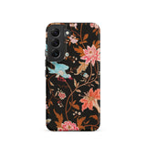 Midnight Call - Flora & Fauna Fabric Samsung Case, Galaxy S22 / Matte, Samsung Galaxy S21 Phone Case Floral Bird Design