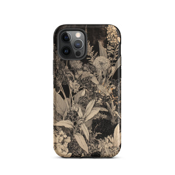 Midnight Garden - Black & White Floral Art Iphone Case 12 Pro / Matte Floral-patterned Smartphone Case Midnight Garden, Floral Art Iphone,