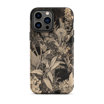 Midnight Garden - Black & White Floral Art Iphone Case 13 Pro Max / Matte Floral Patterned Phone Case Midnight Garden, Art Iphone, White