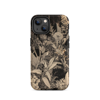 Midnight Garden - Black & White Floral Art Iphone Case 14 / Matte Floral Patterned Phone Case Midnight Garden, Art Iphone, White
