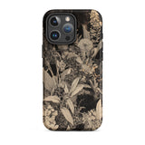 Midnight Garden - Black & White Floral Art Iphone Case, 16 Pro Max / Matte, Floral-patterned Phone Case