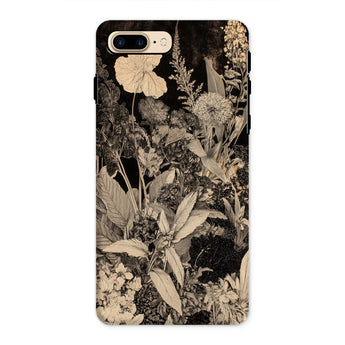 Midnight Garden - Black & White Floral Art Iphone Case, 8 Plus / Matte, Floral-patterned Phone Case