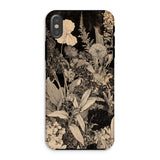 Midnight Garden - Arte Floreale in Bianco e Nero Custodia Iphone, Xs / Opaca, Custodie per Cellulari, Toby Leon