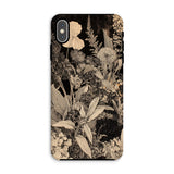 Midnight Garden - Black & White Floral Art Iphone Case, Xs Max / Matte, Floral-patterned Phone Case