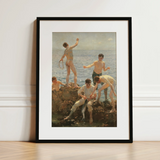 Midsummer Morning - Lámina artística de Henry Scott Tuke / Lienzo, 12x16’’ / 31x41cm / Marco negro / Paspartú, Pósters, impresiones y arte visual, Toby