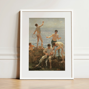 Midsummer Morning - Lámina artística de Henry Scott Tuke / Lienzo, 12x16’’ / 31x41cm / Marco blanco / Paspartú, Pósters, impresiones y arte visual, Toby