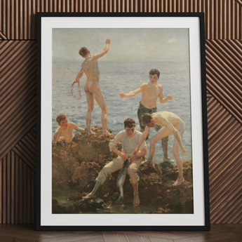 Midsummer Morning - Lámina artística de Henry Scott Tuke / Lienzo, 24x32’’ / 61x81cm / Marco negro / Paspartú, Pósters, impresiones y arte visual, Toby