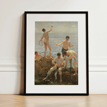 Midsummer Morning - Henry Scott Tuke Art Print / Canvas Black-framed Art Print Classical Painting Young Men Seaside Henry Scott Tuke,