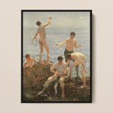 Midsummer Morning - Henry Scott Tuke Art Print / Canvas Black-framed Painting Five Nude Partially Clad Young Men Henry Scott Tuke, Scott,