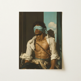 Mile High - Neo-baroque Queer Bondage Art Print / Canvas Framed Reproduction Classical Painting Muscular Man Dark Curly