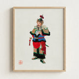 Framed Artwork Traditional Chinese General Ornate Armor Red Three Kingdoms Lore, Qing Dynasty Manchu, Opera-worthy Warlord
