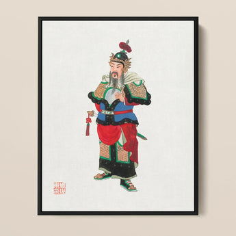 Military Commander - Qing Dynasty Art Print / Canvas Framed Traditional Chinese Painting Warrior Ornate Armor Red Three Kingdoms Lore,