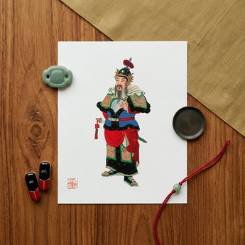 Military Commander - Qing Dynasty Art Print / Canvas Vibrant Traditional Chinese General Illustration Printed White Paper Three Kingdoms