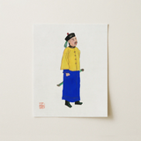 Military Man - Manchu Fashion Art Print / Canvas Traditional Chinese Portrait Print Man Vibrant Yellow Blue Qing Dynasty Manchu,