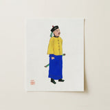 Military Man - Manchu Fashion Art Print / Canvas Traditional Chinese Portrait Vibrant Yellow Blue Qing Dynasty, Citrine-clad Sentinel,