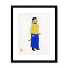 Military Man - Manchu Fashion Art Print, Illustration Person Traditional Chinese Clothing Yellow Jacket Blue