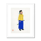 Military Man - Manchu Fashion Art Print, Simple Illustration Person Yellow Jacket Blue Pants Black