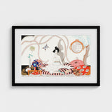 Minuit - George Barbier 1920s Fashion Art Print / Canvas Black-framed Artwork Whimsical Illustration Woman White Dress Seated Barbier’s, Le
