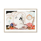 Minuit - George Barbier 1920s Fashion Art Print, Art Print Figure White Dress Striped Cushions Amid